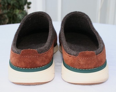 LL Bean Downeast Slip On Clogs Gray Wool Brown Suede 522883  display picture 2