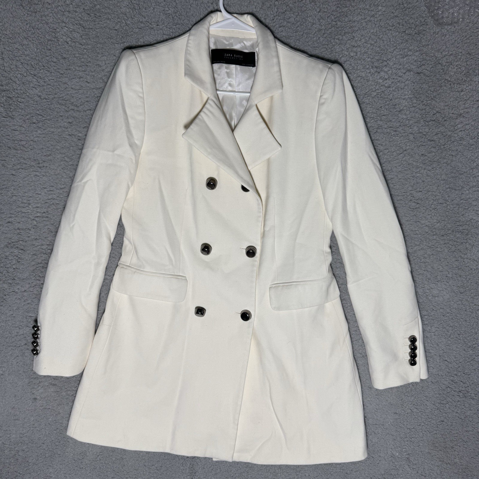 Zara Basic Collection Tailored Ivory Double-Breas… - image 1