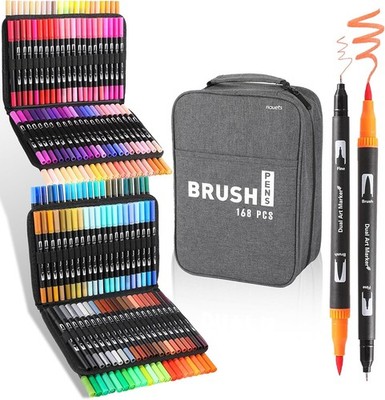nauets 168 Colors Brush  Fine Dual Tip Watercolor Markers Set for Kids Adults