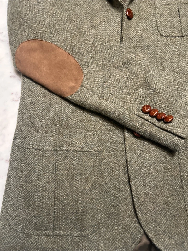 Chaqueta Blazer POLO by Ralph Lauren Marrón Espiga Lana Tweed Talla 18 Para Mujer Foto 3 de 4