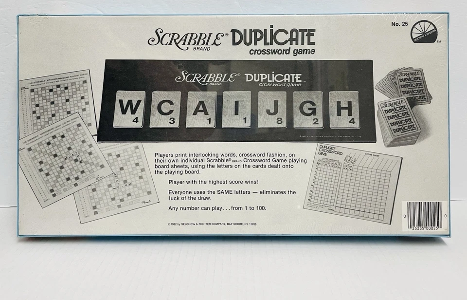 Scrabble Duplicate Crossword Game New Sealed Complete Selchow & Righter 1982 - Image 2 of 3
