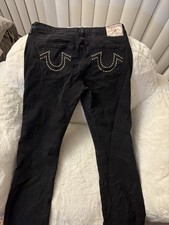 True Religion Jeans Size 30 Becca Mid Rise Bootcut Black Studs 29  Inseam NWT
