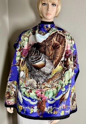Hermes Kermit Oliver Faune Et Flore du Texas Wildlife Turkey Silk Scarf 90cm