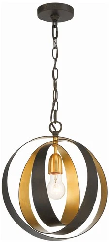 Crystorama Luna 12" Wide Bronze and Gold Orb Mini Pendant - Picture 1 of 5