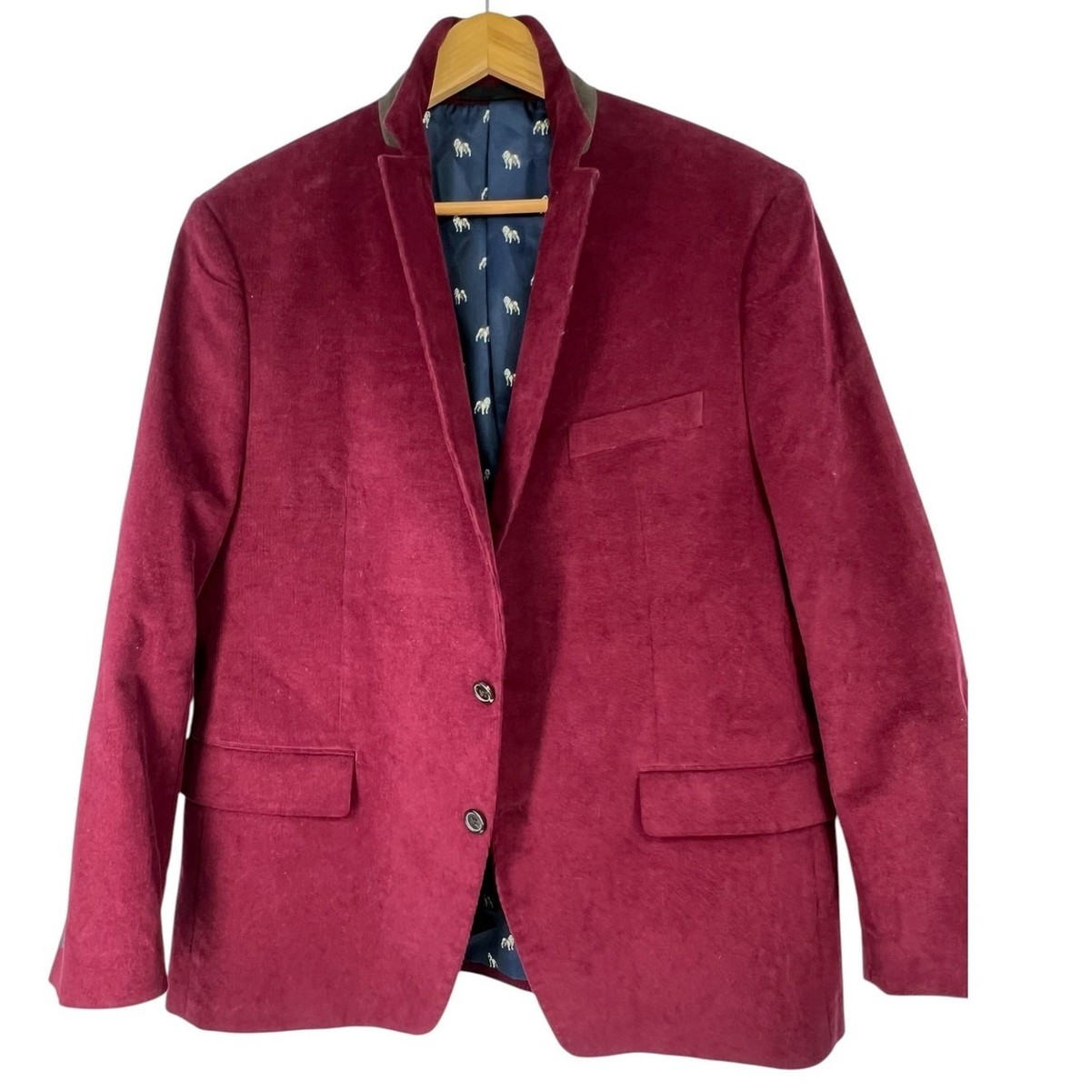 Ralph Lauren 44R Blazer Dinner Jacket Corduroy Burgundy 2Button