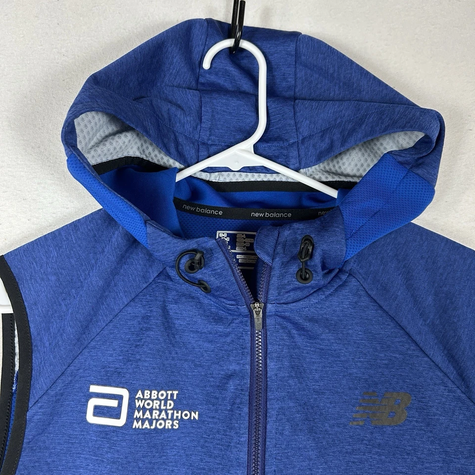 Chaleco New Balance Sudadera con Capucha Para Hombre Mediano Abbot World Marathon Majors Azul Sin Mangas Foto 2 de 4