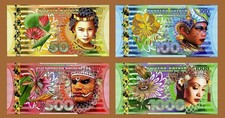 NETHERLANDS EAST INDIES 1000 500 100 50 Gulden  FANTASY Banknotes