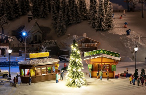 Faller HO 134002 2 Mercado de Navidad con Árbol de Navidad Iluminado | Zustand: Neu