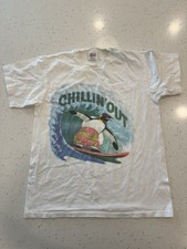 Vintage 90s Chillin Out Penguin Surf Tee Anvi...