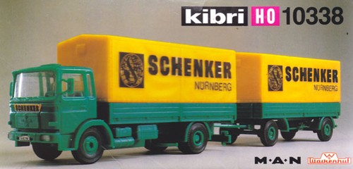 Kibri 10338 HO Scale MAN tren colgante lona camión "Schenker" con remolque de lona | Condition: New