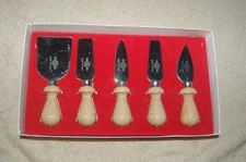 5 Williams Sonoma Beechwood Handle Inox Fama Maniago Cheese Knives Italy w/ Box