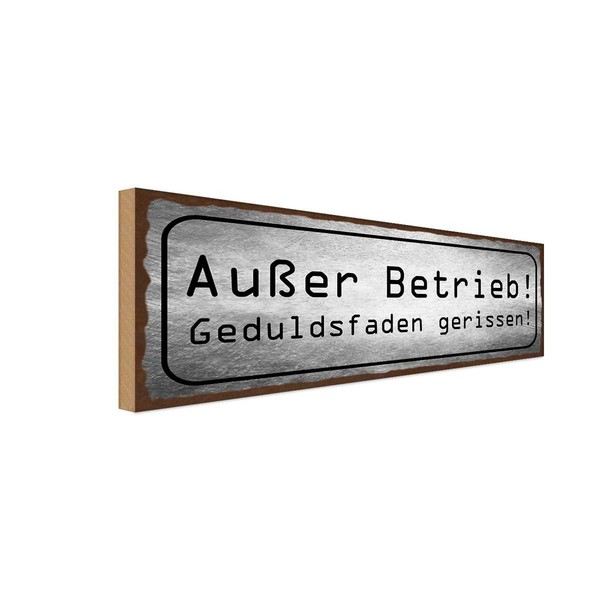 Holzschild 10X27 Cm AußEr Betrieb Geduldsfaden Riss Deko Geschenk Holz Schild-image