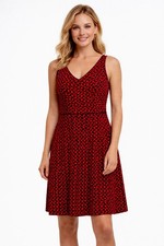 Tommy Hilfiger Women’s Sleeveless Fit & Flare Dress Size 4 Red Dk Blu Geometric