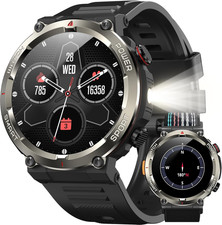 Smartwatch Uomo Militare 1.45" Con Chiamate Bluetooth, Batteria 960Mah, Torcia L