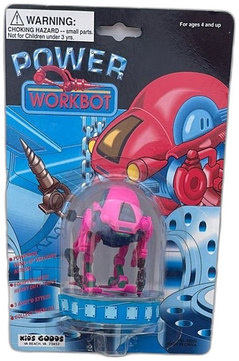 Power Workbot Pink Wind Up Walking Robot Figure Kids Goods VA Beach 1990s MOC