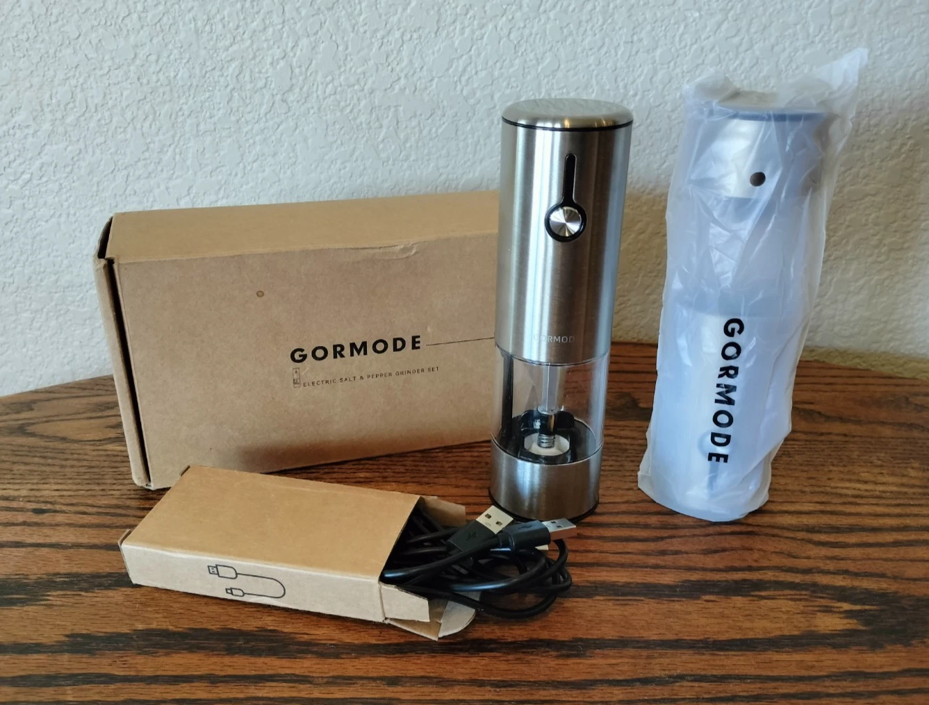 GORMODE Stainless Steel Charging Electric Salt and Pepper Mill Grinder Set / New