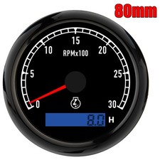 80mm Boat Tachometer Gauge 0-3000RPM 7 Colors LCD Hourmeter For Marine Car Truck