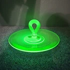 Vtg Green Uranium Depression Glass Circular Handle Tidbit Snack Serving Tray