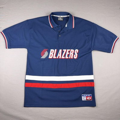 #ad Portland Trail Blazers Polo Shirt Mens XL Blue NBA Basketball Rewind Stripe $15.99