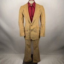 Vtg Pioneer Wear Suit Corduroy Mens 42 Long Jacket 37 30 Pants 70s Western Disco
