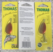 3 Packs Thomas Special Spinn 1/4 OZ Gold Red