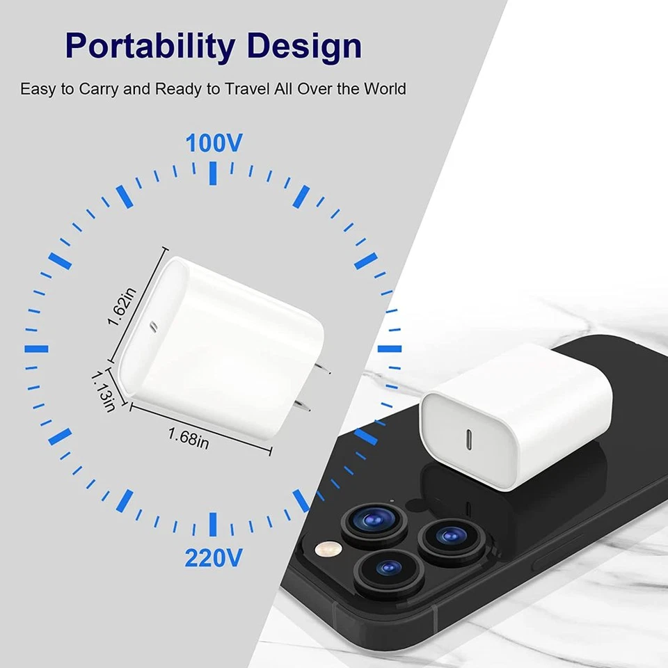 20W PD USB-C 电源适配器 快速壁式充电器 适用于苹果 iPhone 14 13 12 批发 — 第 4/4 张图片