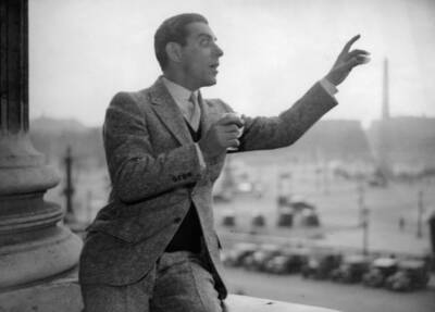 Singer Actor Author Eddie Cantor on balcony of his apartment Paris- Old Photo