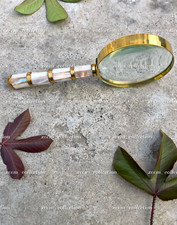 Mother of Pearl Magnifying Glass Antique Brass Vintage Gold look Brass Magnifie