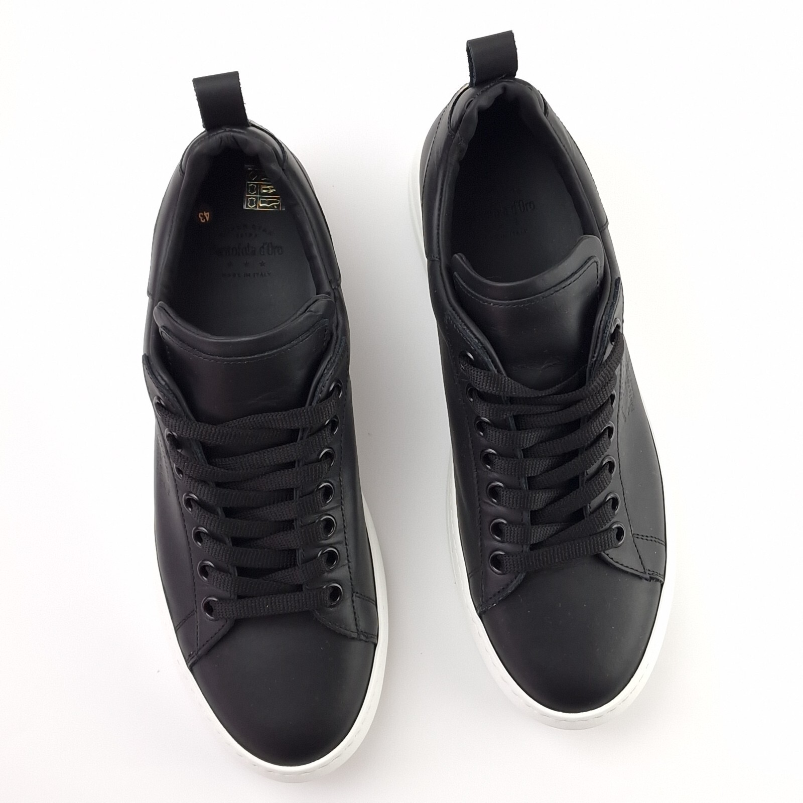 PANTOFOLA D’ORO SNEAKER PANTOFOLA D'ORO CTR6WU IN PELLE EUR43 USA10 UK9 SCARPE BASSE DA GINNASTICA NERE