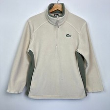 Lowe Alpine Fleece Womens Medium White Polartec Quarter Zip Logo Outdoor Hiking
