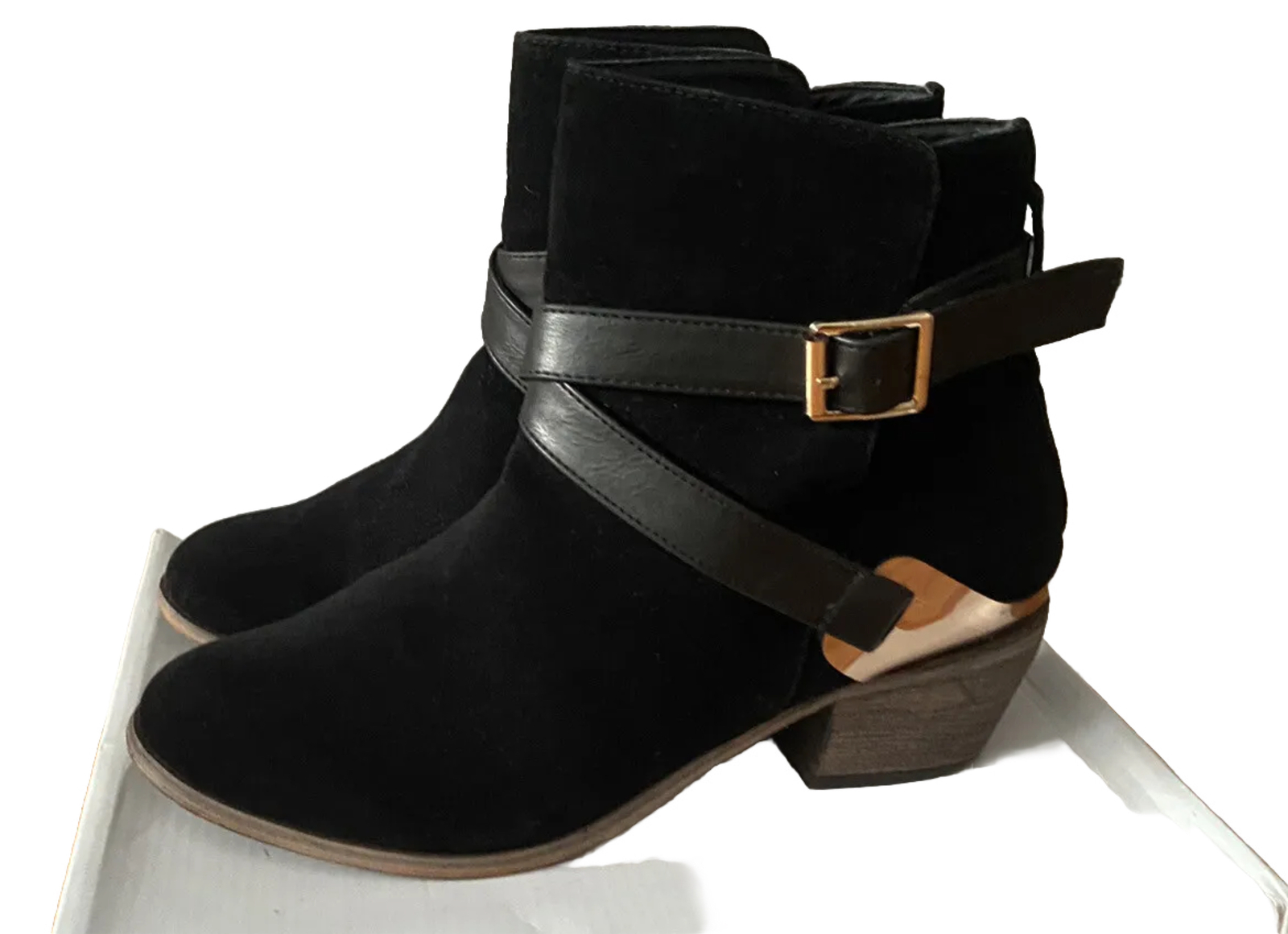 Mixx Shuz Women's Reba Cowgirl Bootie Boots Shoes Black Gold Size 8.5 image 2