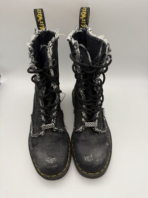Dr. Martens x Off White Denim Combat Boots Size 10M Designer