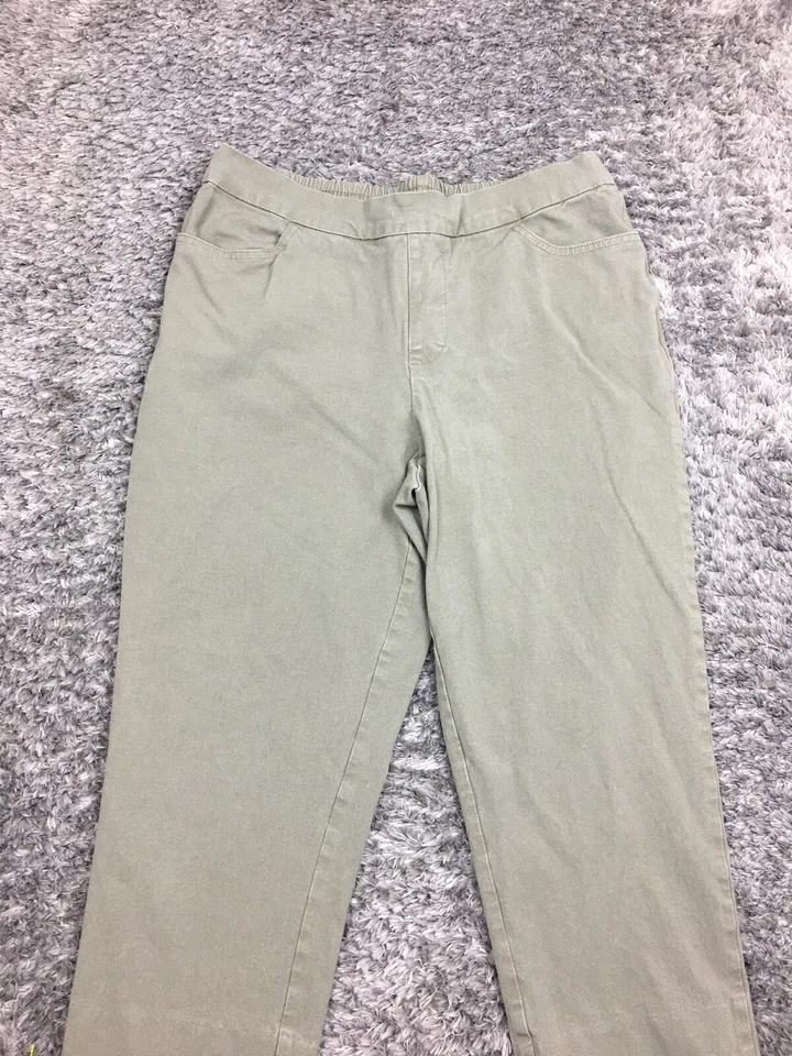Pantalón Isaac Mizrahi Live Pull On Copped para mujer talla 10 pequeño verde cintura elástica Foto 2 de 4
