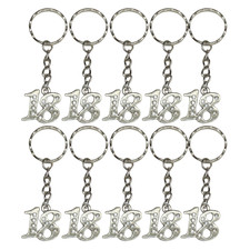 10 pz portachiavi con ciondolo numero 18 anni compleanno diciottesimo 7,3 cm bom