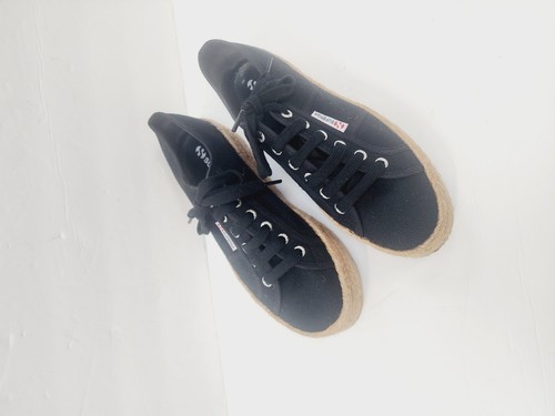 Superga Womens size 39 black Canvas Platform Espadrille Sneakers - Picture 3 of 8