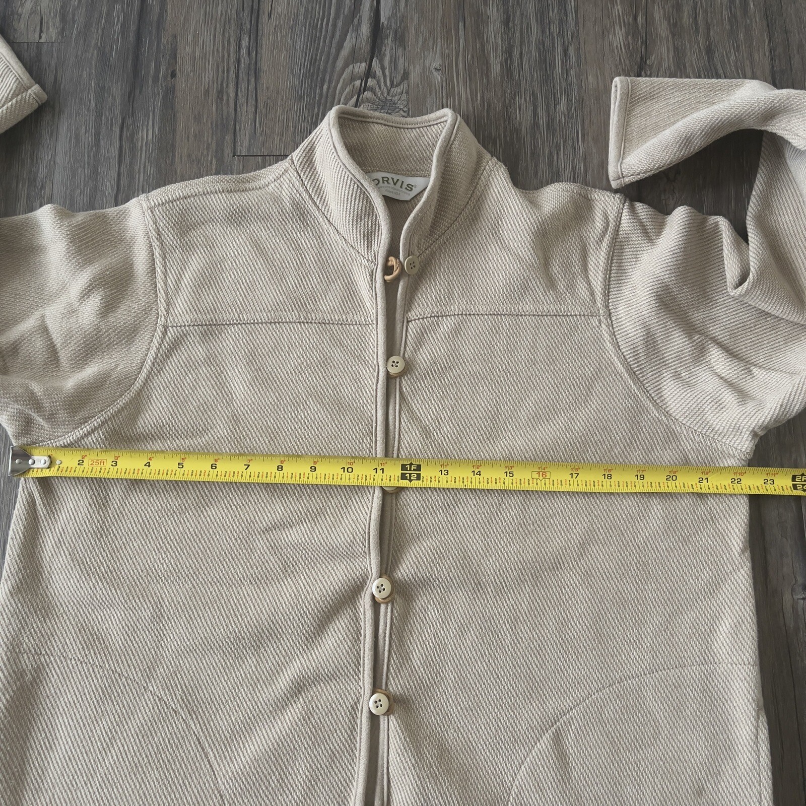 Orvis Leather Trim Button Down Jacket Sweater Lea… - image 7