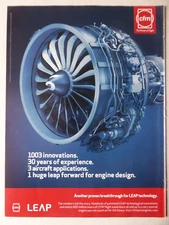 9/12 PUB CFMI SNECMA SAFRAN GENERAL ELECTRIC LEAP AIRCRAFT ENGINE 600 M HOURS AD