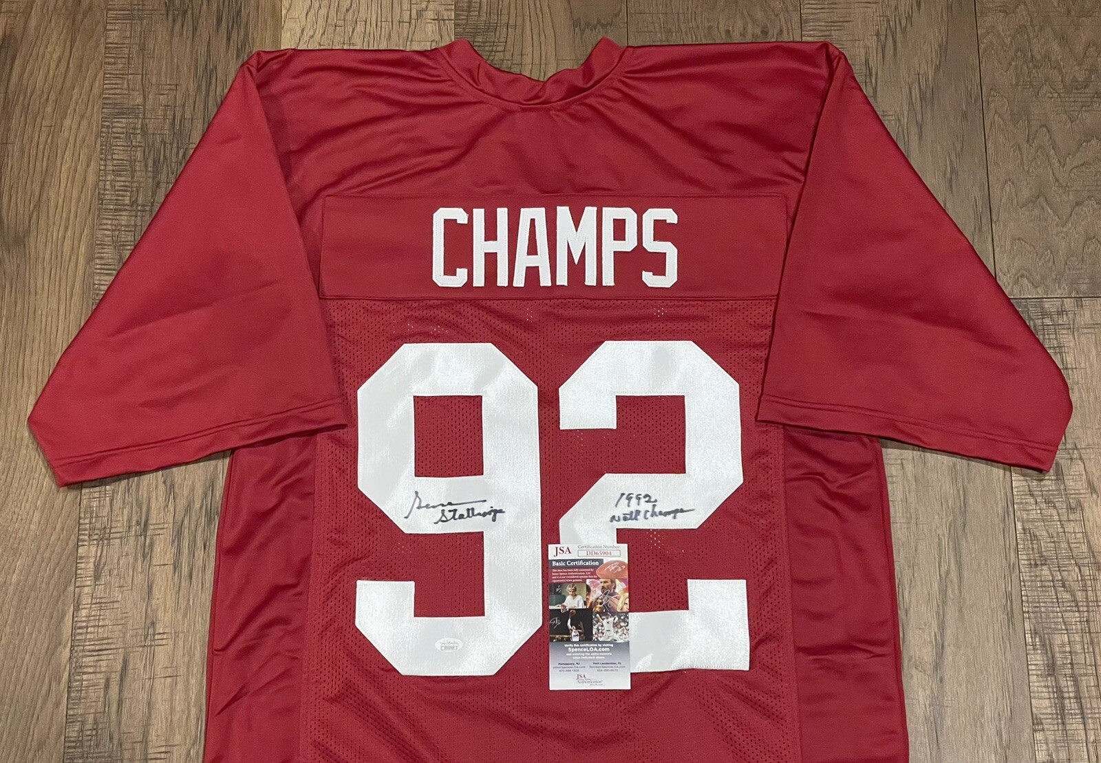 Gene Stallings Autographed Signed Alabama Crimson Tide Football Jersey JSA COA ~ 1992 Champs 