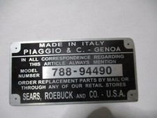 Panneau Type Scooter Vespa Piaggio 788-94490 125cc Sears Roebuck USA Allstate