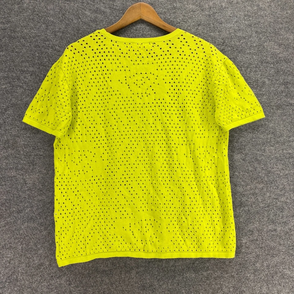 Camiseta Forever 21 Mujer L Grande Amarilla Geométrica Crochet Cuello Redondo Manga Corta Foto 2 de 4