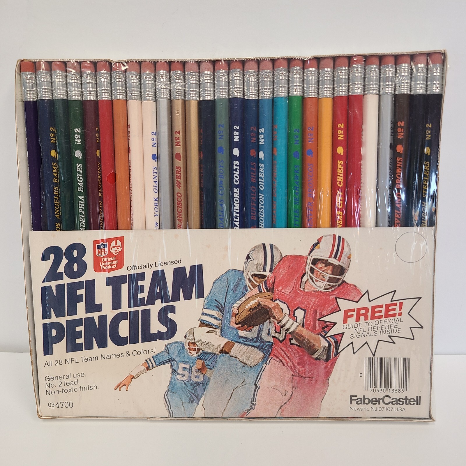 Vintage NFL 28 Team Pencils 1970s No. 2 SEALED NEW COMPLETE