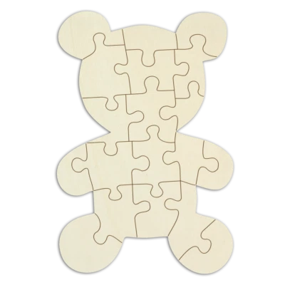 Blanko-Holzpuzzle, Teddy, personalisierbar – 19 Teilen zum selbst gestalten - Bild 1 von 4