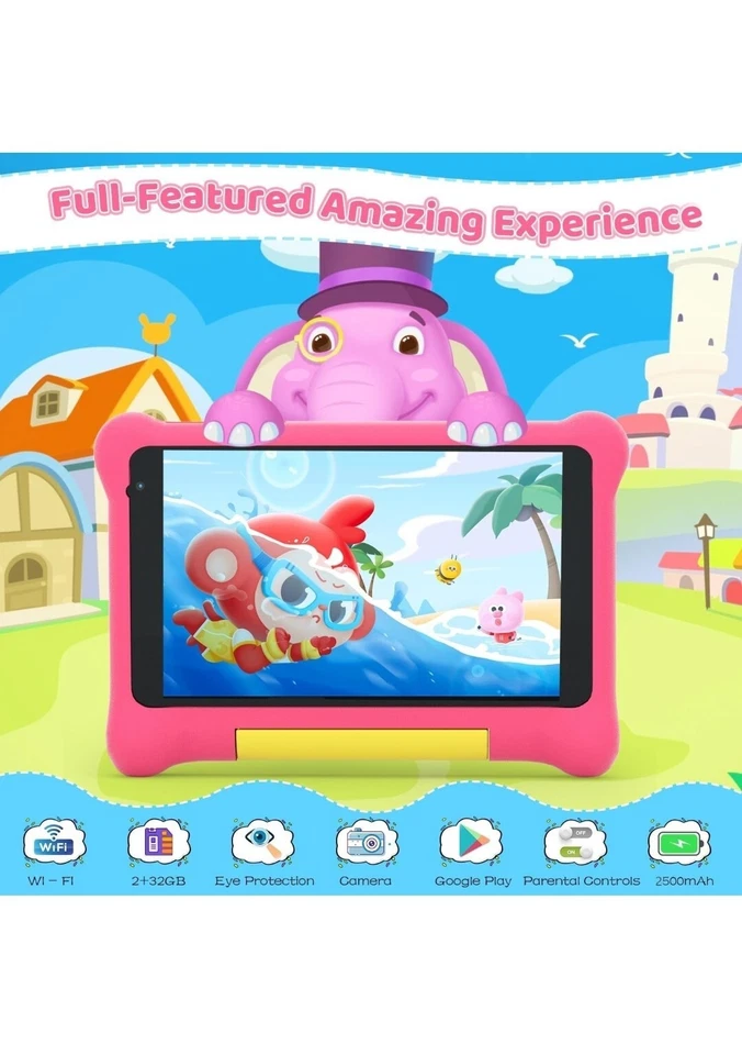 Kids Tablet 7 Inch Android Tablet for Kids 1024x600 HD Display Quad Core 2GB Ram - Image 2 of 4