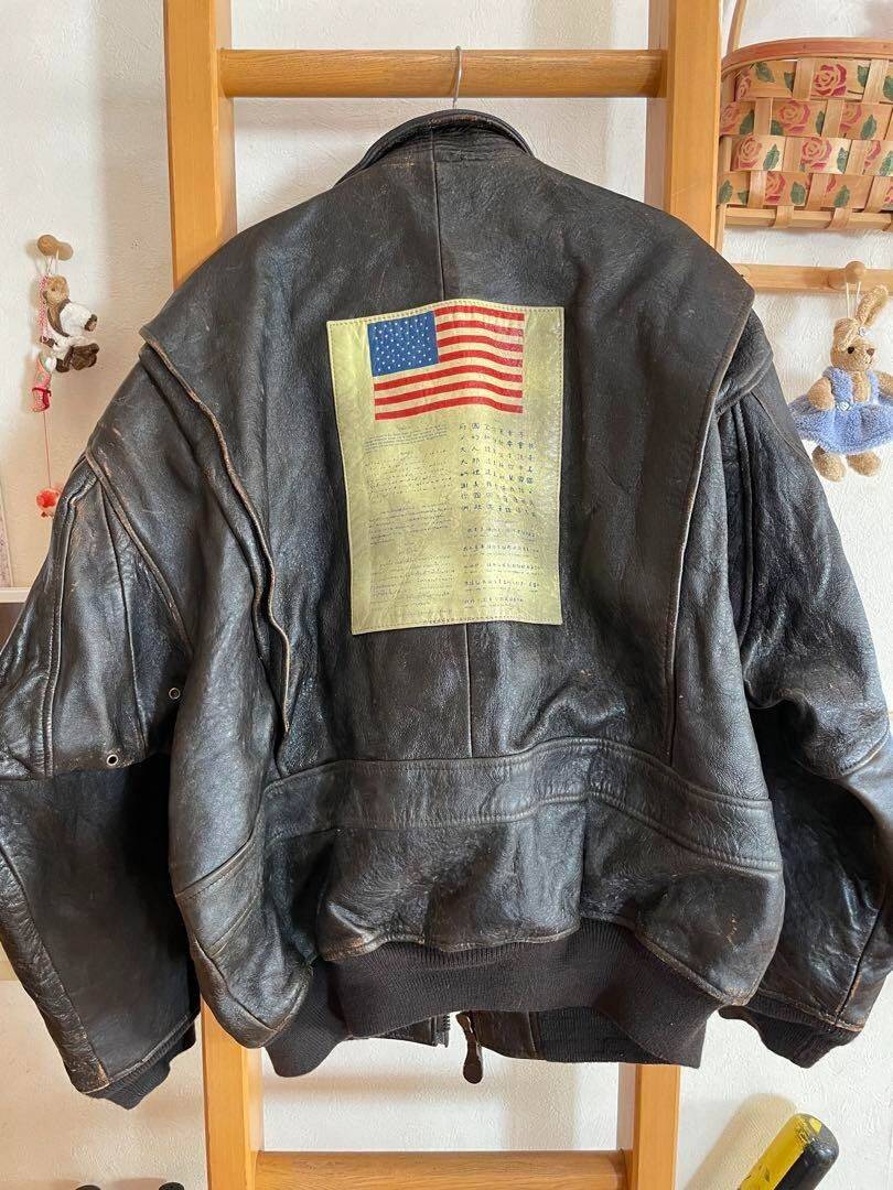 AVIREX 80s-90s/TYPE G-1 flight jacket size XL brown leather
