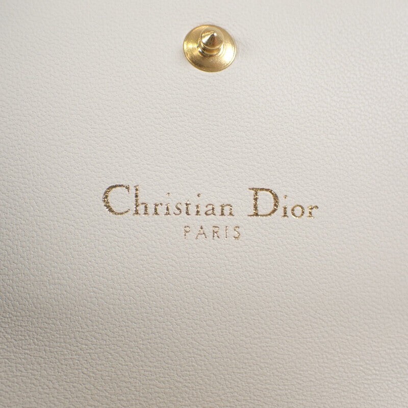 Christian Dior Caro Hibiscus Trifold Wallet Calfskin White Christian Dior Caro Hibiscus Trifold Wallet Calfskin White