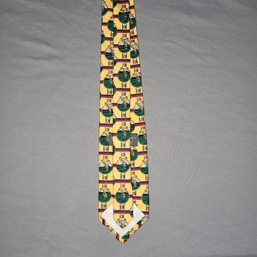 Robert Talbott Tie Yellow Green Golfer Golf Ball Hand Sewn Silk USA Neck Tie - Picture 6 of 9