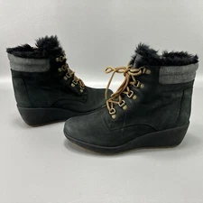 Sperry Top Sider Boots Womens 9.5 M Black Wedge Luca Peak Bootie Gothic Chucky