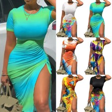 Ladies Printed Body Dress Holiday Beach Sexy Fit Wrap Dress Suspender