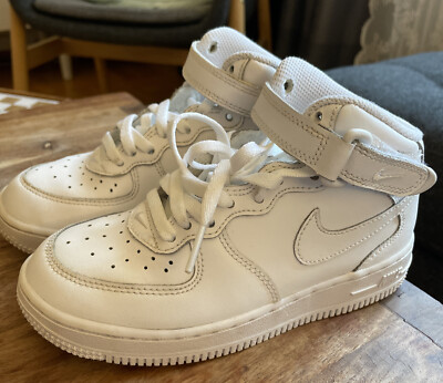 Nike Air Force 1 Mid LE Triple White 314196-113 UK 12 EU 30 Weiß Kinder Rarität