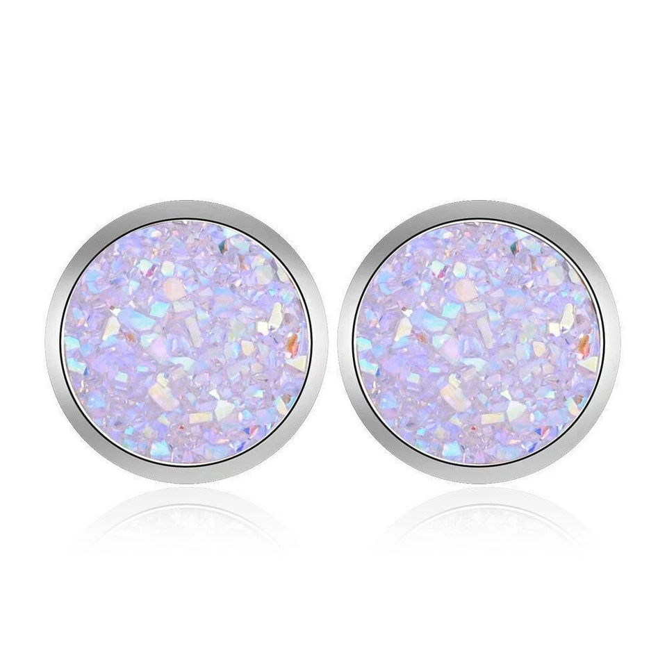 Ohrringe Ohrstecker Stud 12mm Cabochon Druzy glitzer Strass TITAN o04jj - Bild 3 von 4